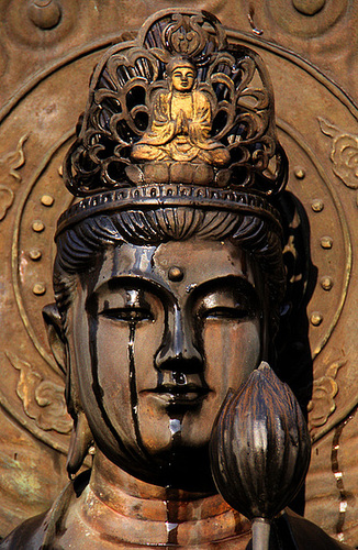 statue of kannon, gender expansive goddess of mercy. credit: Davies at Iwami, Shimane